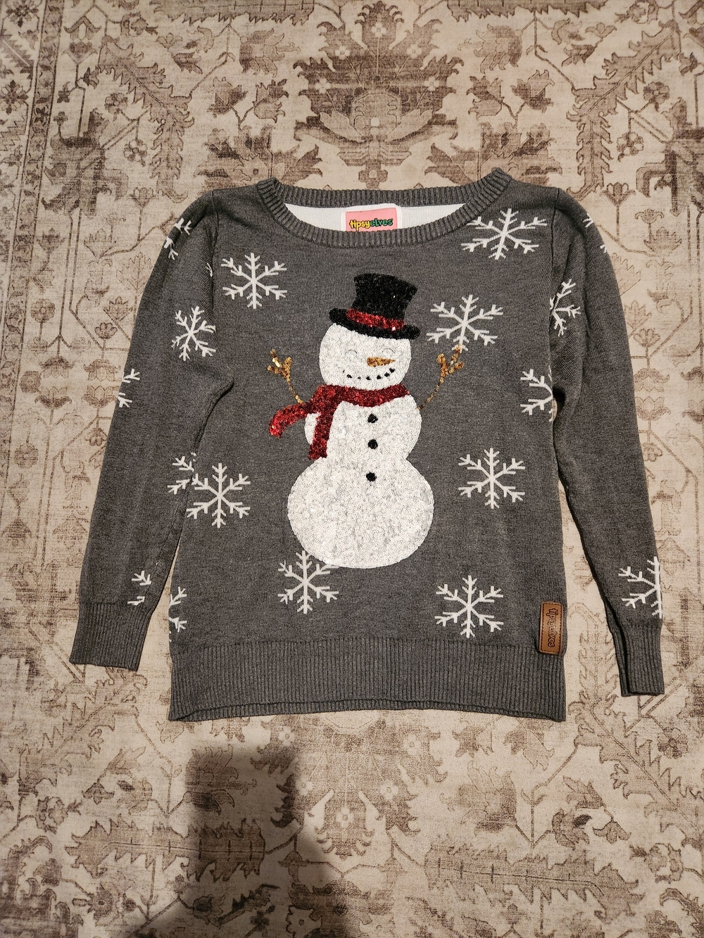 Cozy Snowman Knit Sweater - Gray